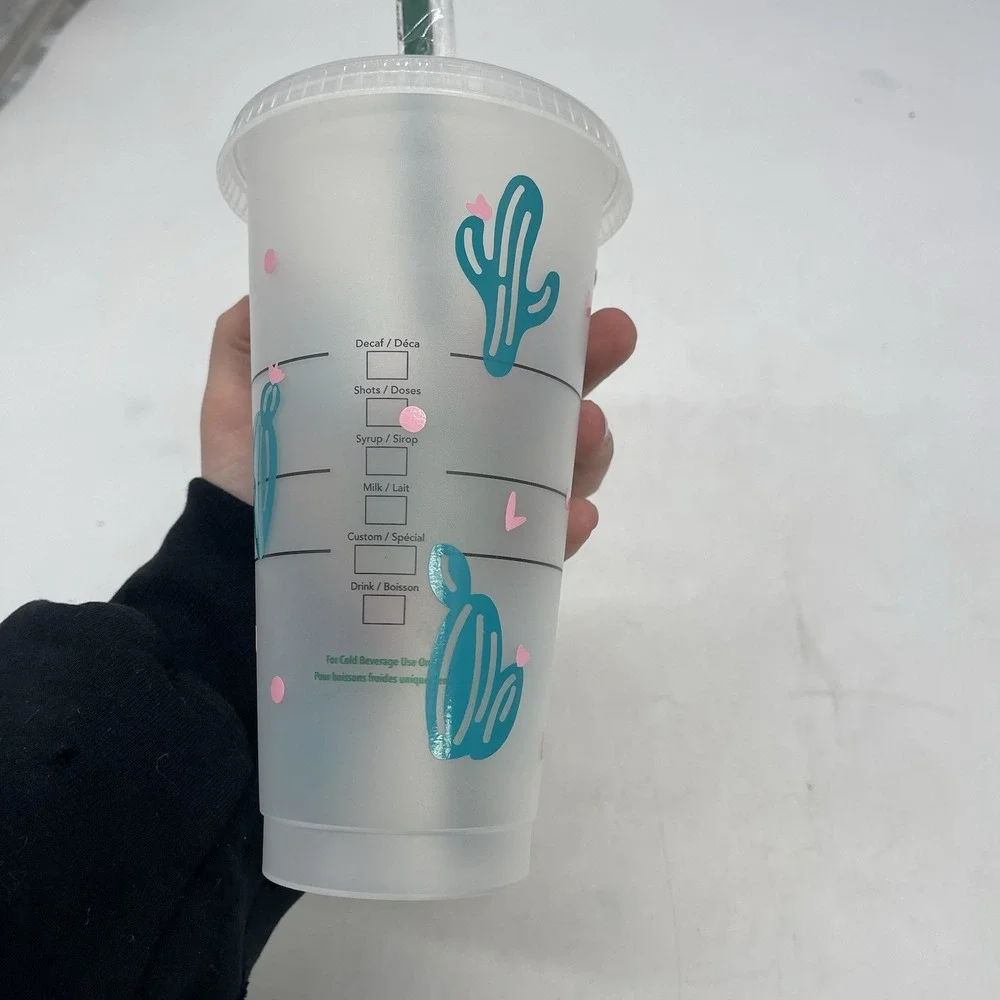 Starbucks Reusable Cup Custom Vinyl Cactus Lover Cute Cold Cup 24 oz New